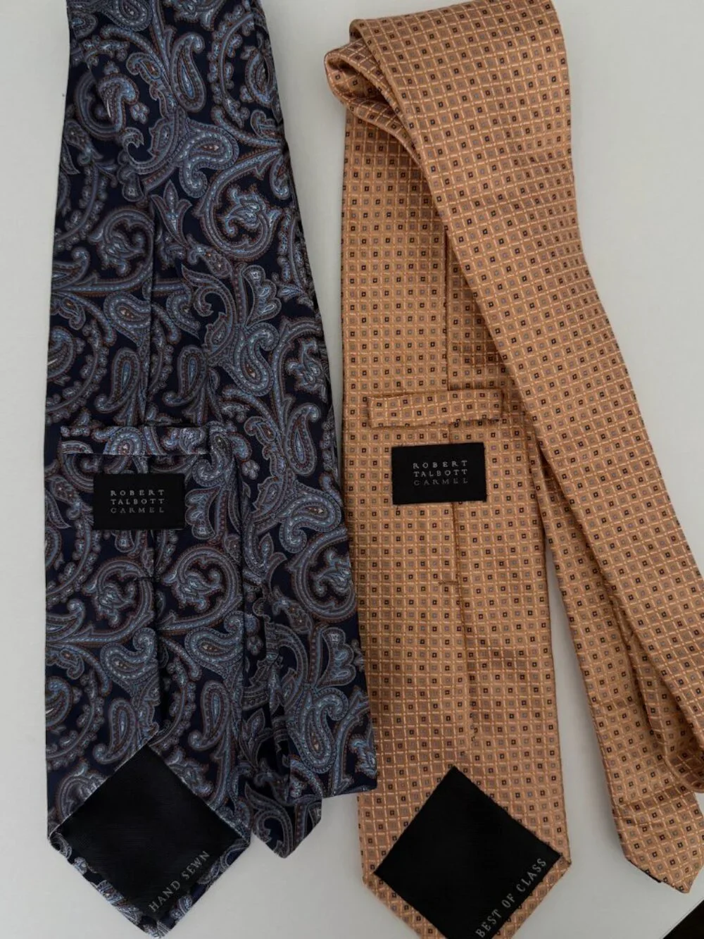 Robert Talbott 2-Tie Lot – Luxury Silk Paisley & Geometric Men’s Designer Ties